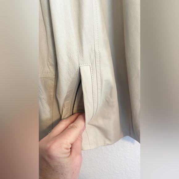 Vince draped leather jacket in stone XL - Picture 8 of 8